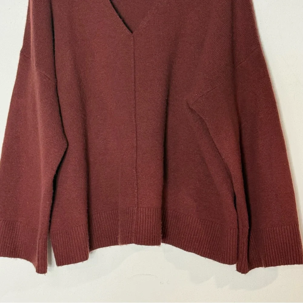 Madewell V Neck Wool Blend Knit Pullover Sweater Size XXL Burned Brown Cozy